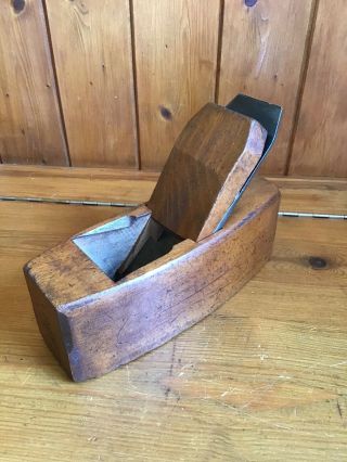 Antique Vintage Wooden Coffin Plane - Wooden Block Plane - 2 1/4” Blade