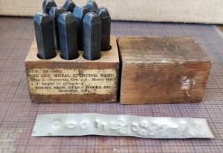 Vintage Young Bros 1/4 " Steel Stamp Numbers Punch Set - Very Old Model