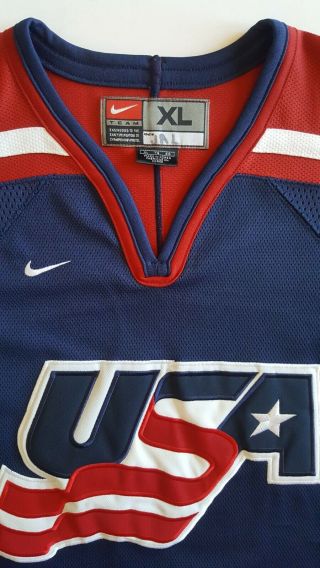 Vintage Nike Team USA Olympic Vintage Red White Blue Hockey Jersey Mens XL 2