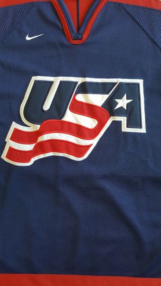 Vintage Nike Team USA Olympic Vintage Red White Blue Hockey Jersey Mens XL 3