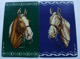 2 Single Vintage Swap Playing Cards Lial Horse Heads Pair