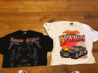Vintage Nascar Modified T - Shirt Lot…two Shirts.  Marty Edwards Ronnie Clifton