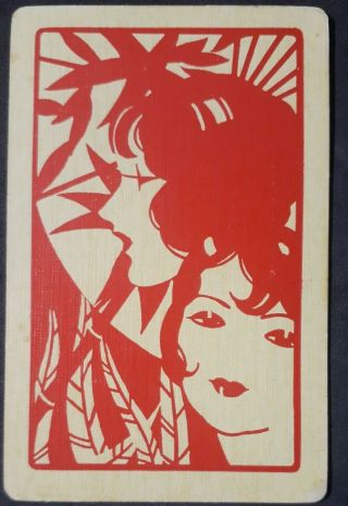 Swap Cards Vintage - One Vintage Deco " 2 Lovely Ladies " - Red & Cream