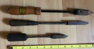3 - Vintage Antique Soldering Irons Wood Handles Copper Tips