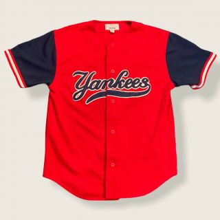 Sz M - Vintage 90’s Starter York Yankees Stitched Button Baseball Jersey Red