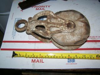 Vintage Wood And Steel Pulley Wooden Rope Pulley