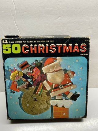 Vintage Playhour " 50 Christmas Favorites " 45 Rpm 7 " 12 Ep Record Set