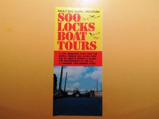 Soo Locks Boat Tours Sault Ste.  Marie Michigan Vintage Brochure