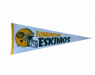 Vintage Cfl Edmonton Eskimos Sports Team Pennant Vg,