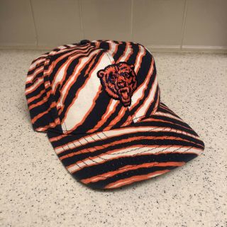 Vintage Zubaz Chicago Bears Nfl Football Snapback Hat Cap Stripes Camo 80s 90s