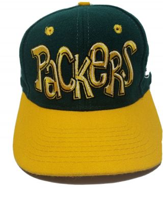 Vintage 90s Green Bay Packers Graffiti Snapback Drew Pearson Bubble Letter Hat