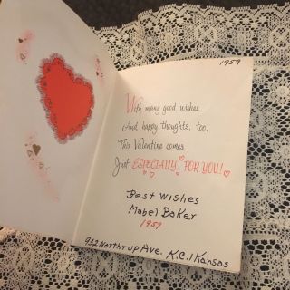 Vintage Greeting Card Valentine Heart Ribbon Pretty 2