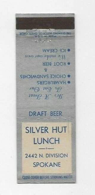 Vintage Matchbook Cover Silver Hut Lunch Spokane Wa 3324