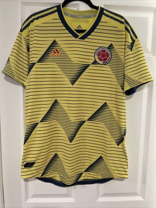 Adidas 2019 Colombia Home Soccer Jersey Yellow Blue Mens Size L Dn6620