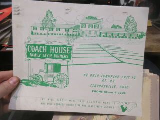 Vintage Old Restaurant Menu Strongsville Ohio Coach House Family Dinners Us 42