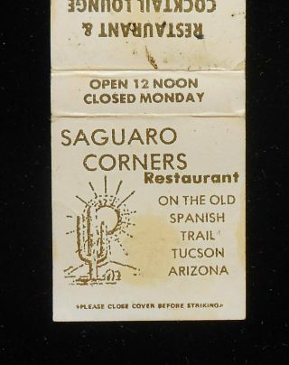 1960s Saguaro Corners Restaurant On The Old Spanish Trail Tucson Az Pima Co Mb