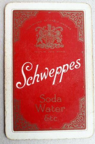 Vintage Schweppes Soda Water Etc Single Advertising Playing Card C1930s Ephemera