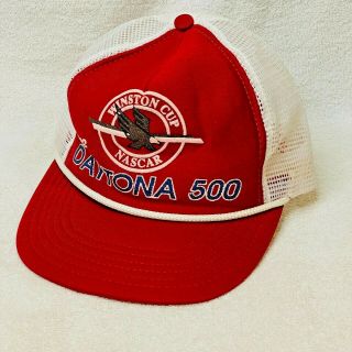Nascar Winston Cup 1992 Daytona 500 Red White Mesh Snapback Vintage Trucker Hat