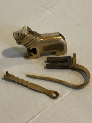 Vintage BRASS FOO DOG Push LOCK Figurine Padlock (Chinese puzzle) 2 - 3 