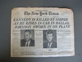 The York Times Western Edition Kennedy Killed November 23,  1963