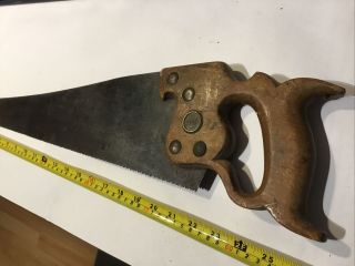 Disston,  22 Inch Hand Saw,  Solid Brass Medallion And Screws,  Vintage_s - 17