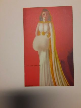 Vintage 1940s Mutoscope Card All American Girls Pin Up " The Lady Is Waiting "