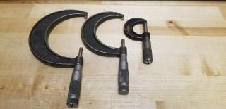 Set Of 3 Brown & Sharpe And Chicago Machinist Micrometers 0 - 1 " 2 - 3 " 3 - 4 "