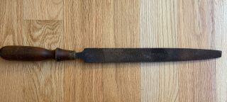 Vintage File By Jb Smith Co,  Nicholson Wood Handle Antique Carpentry Tool 11.  5”