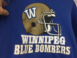 Vintage 1990 CFL Winnipeg Blue Bombers Mens XL Helmet Logo Hoodie Sweatshirt 2