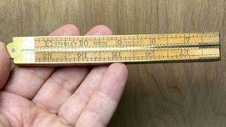 Vintage Stanley 62 1/2 Wood & Brass Bound Folding Ruler