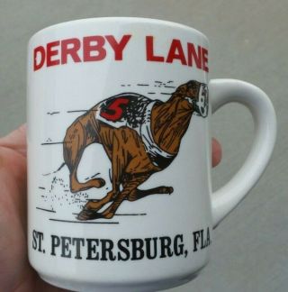 Vintage Derby Lane Greyhound Dog Track St.  Petersburg,  Fl Mug Coffee Cup Ceramic