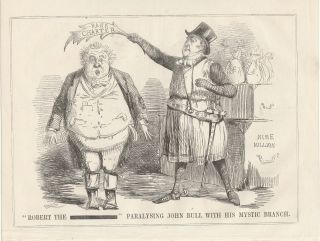 1847 Punch Cartoon Robert Paralysing John Bull Bank Charter Nine Million
