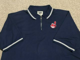 Rare Vintage 90s Cleveland Indians Chief Wahoo Lee Polo Shirt Mens Xl Jersey