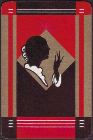 Playing Cards 1 Single Card Old Vintage Art Deco Girl Blowing Kiss Picture A