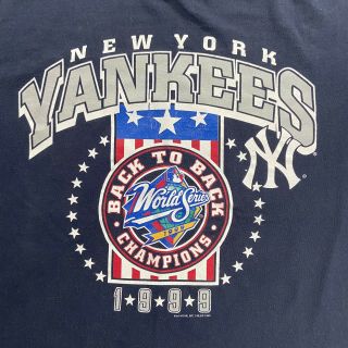 Vintage Lee York Yankees T - Shirt 1999 World Series Champions Mlb Large Blue