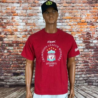 Rare Liverpool Reebok Champions League Winners Istanbul 2005 Red T - Shirt Size M