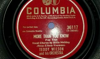 Teddy Wilson With Billie Holiday / Sugar - More Than You Know / Columbia 78rpm