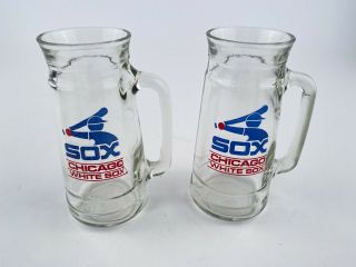 Vintage Chicago White Sox Beer Stein Glass Mug Mlb Baseball Set Of 2