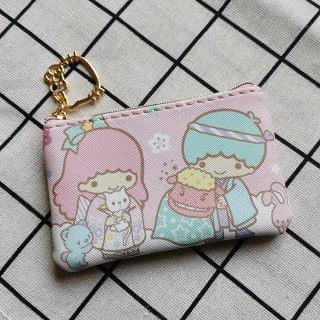 Cute Little Twin Stars Pu Change Purse Wallet Coin Bag Card Case Zipper Bag