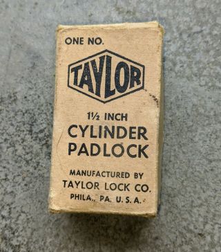 Vintage Taylor Lock Co.  Phila.  Pa.  Usa Padlock With 2 Keys
