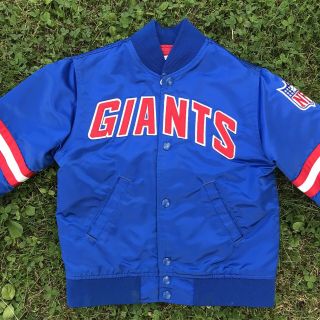 Vintage STARTER Satin York Giants Football Spell Out Jacket YOUTH SMALL Vtg 3