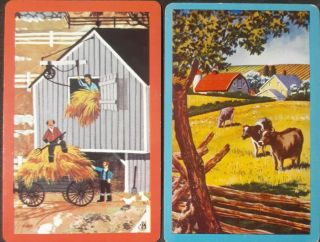 Swap Cards Vintage - 2 Single Vintage " Farm Life Scenes "