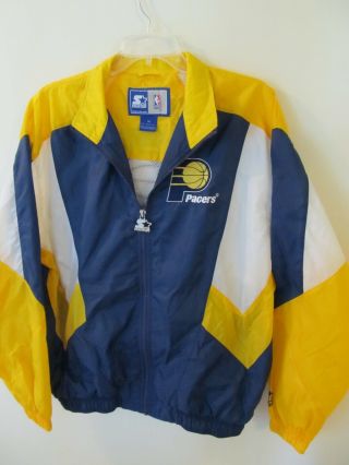 Vintage Indiana Pacers Nba Starter Blue Nylon Windbreaker Jacket Size Medium
