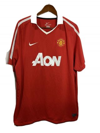 Nike Dri Fit Manchester United Aon Mens Red Soccer Jersey Size Xxl (pit.  24 L31)