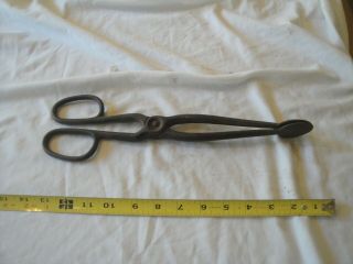 Vintage Cast Iron Blacksmiths Coal Grabber Tongs Tool - - Scissor Grip