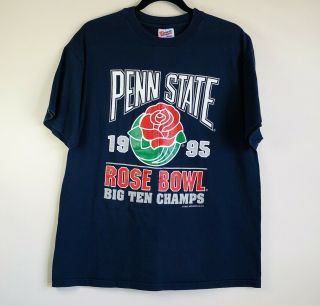 Vintage 1995 Penn State Rose Bowl Big Ten Champs T - Shirt Size Large Hanes
