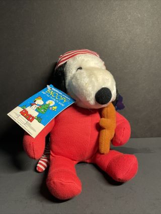 Vintage Peanuts : Applause Snoopy In Pajamas With Teddy Bear Plush Doll / Bg