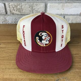 Vintage Florida State Seminoles Hat Cap Snap Back Red Yellow Fsu Football 90s