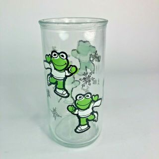 Muppet Baby Kermit Collector Glass Ice Skating - Jim Henson 1989 Vintage
