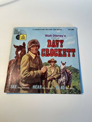 Walt Disney’s Story Of Davy Crockett Record And Book 7” Llp 360 Vintage 1971
